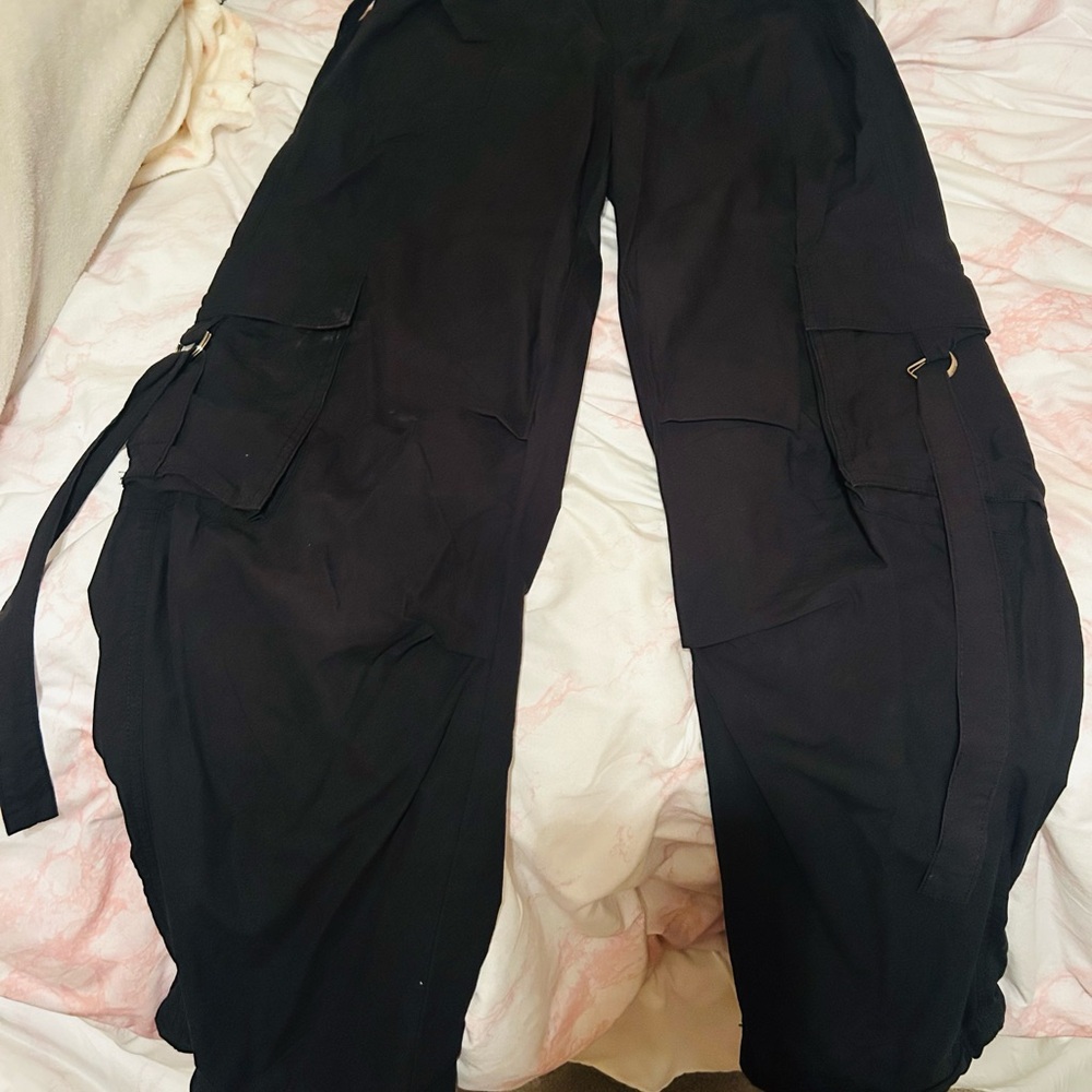 Women’s Black Cargo / Parachute Pants - Picture 2 of 2